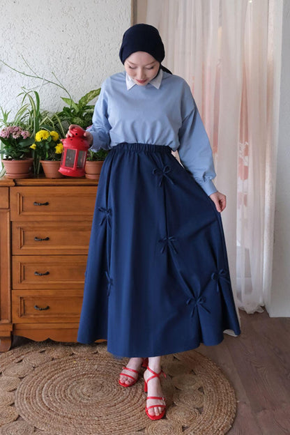 Navy Blue Bow Skirt