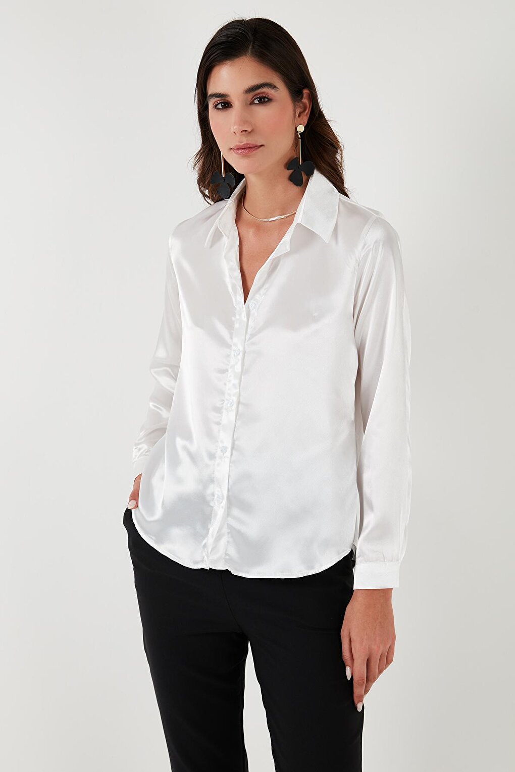 Regular Fit Satin Classic Shirt 66939642S4