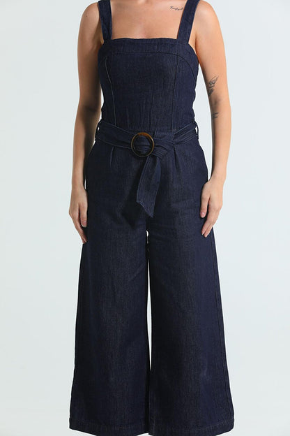 Women's Belt Detailed Jeans Salopet