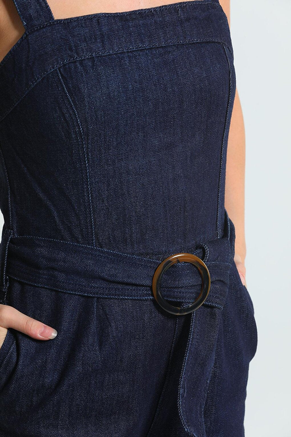 Women's Belt Detailed Jeans Salopet