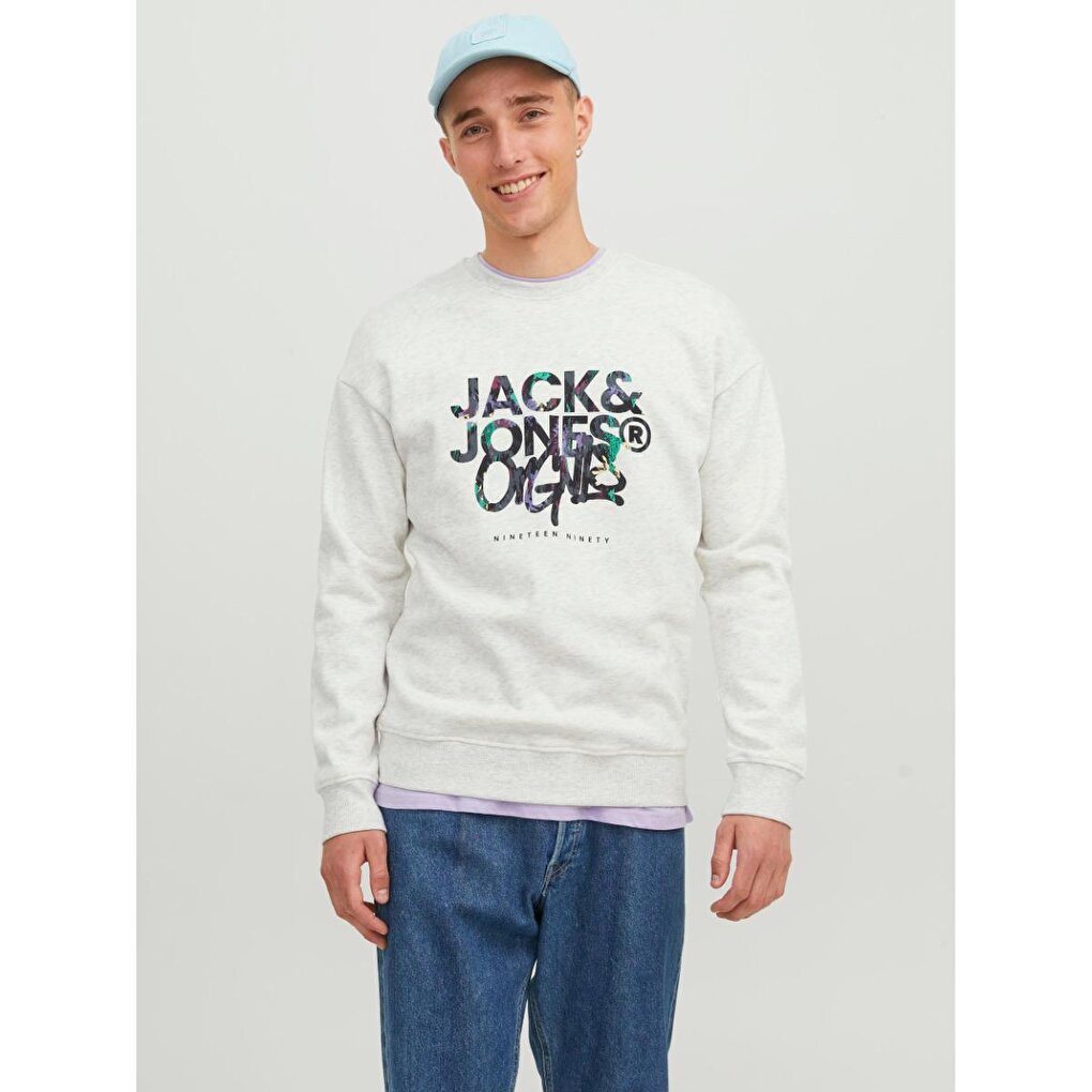 Silverlake Men's White Crew Neck Sweatshirt