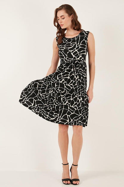 Patterned Sleeveless Midi Dress 5865619