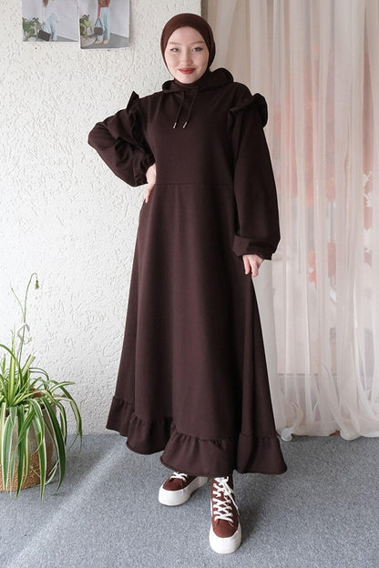 Chocolate 2 Thread Hooded Dress