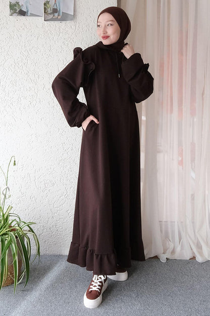 Chocolate 2 Thread Hooded Dress