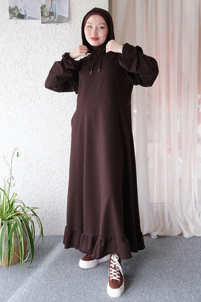 Chocolate 2 Thread Hooded Dress