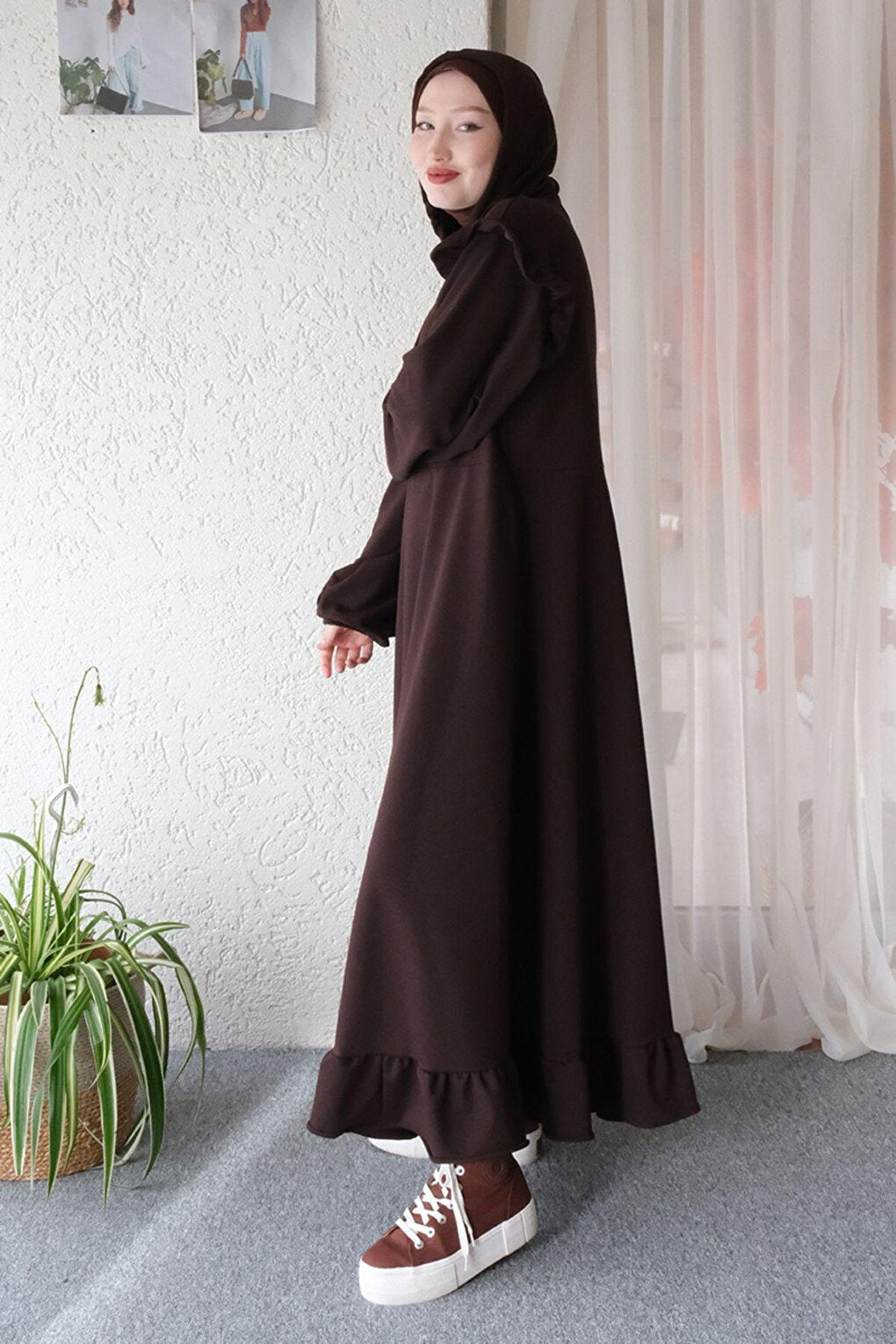 Chocolate 2 Thread Hooded Dress