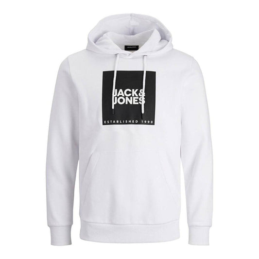 Lock Men's White Printed Hooded Sweatshirt