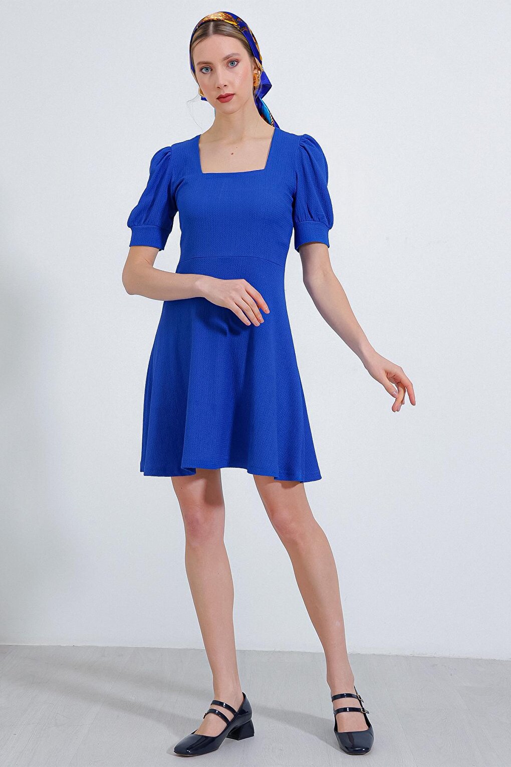 Women's Saks Square Collar Knitted Mini Dress