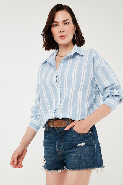 Striped Linen Blend Oversize Shirt 669202512S4