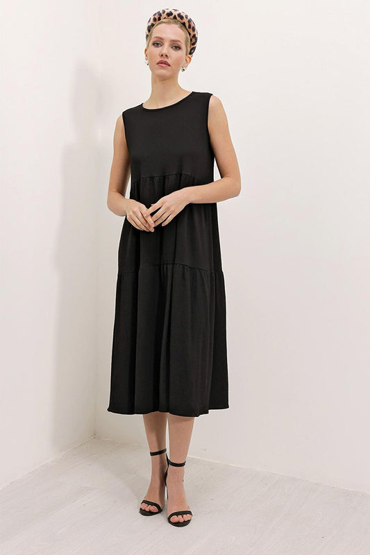 2448 New Sleeve Long Knitted Dress - Black