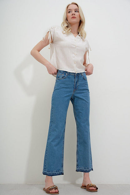 Loose Jean Trousers with Tassels