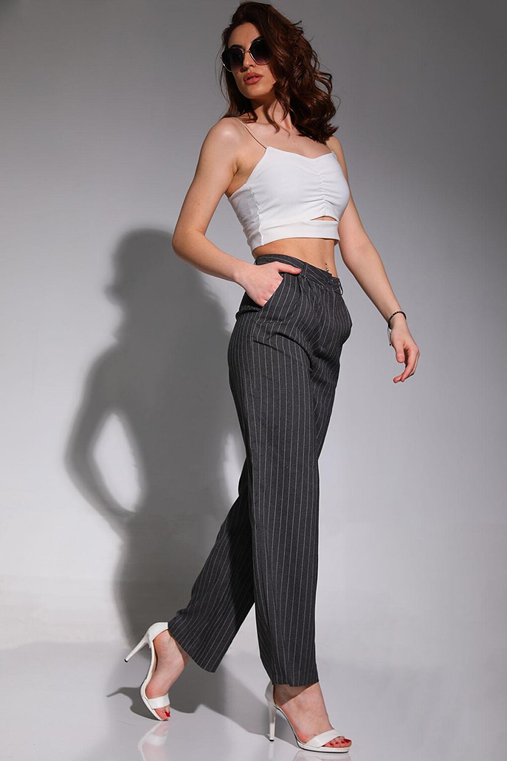 Women's Striped Palazzo Style Trousers