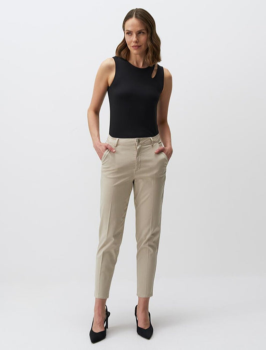 Stone Normal Leg Pocket Gabardine Trousers