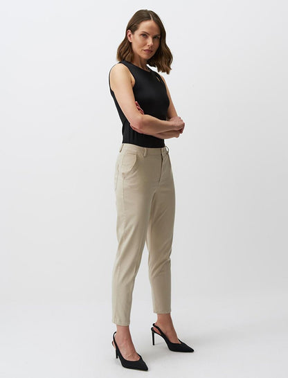 Stone Normal Leg Pocket Gabardine Trousers