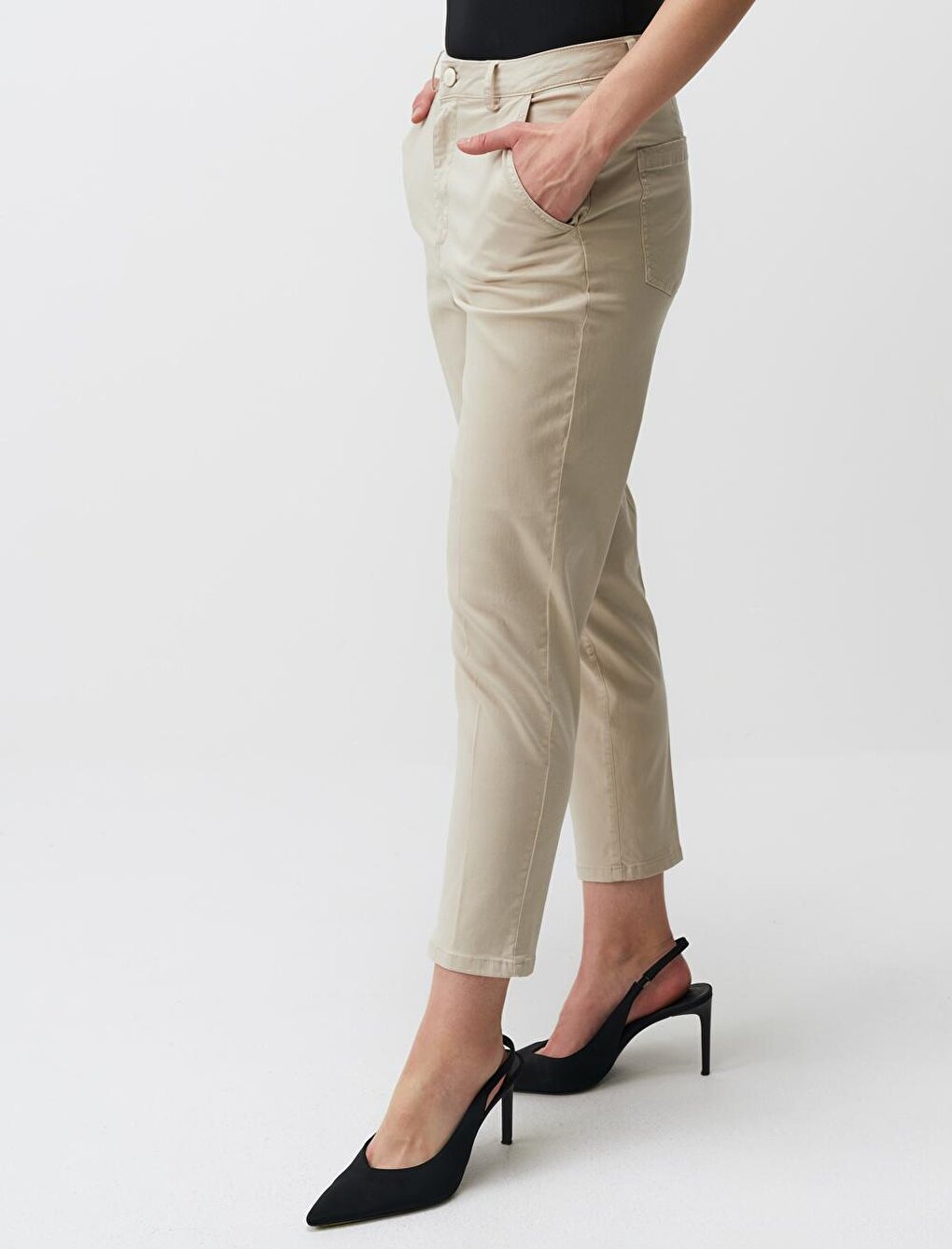 Stone Normal Leg Pocket Gabardine Trousers