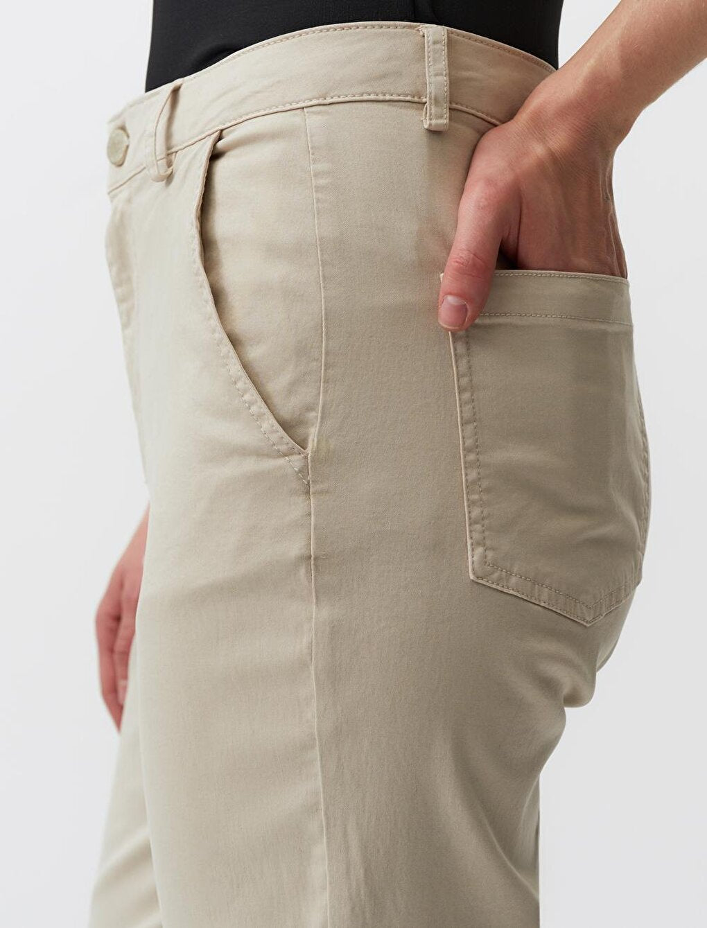 Stone Normal Leg Pocket Gabardine Trousers