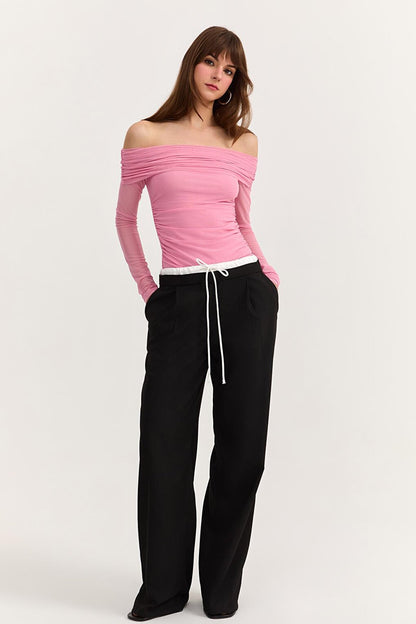 Double Waistband Trousers Black