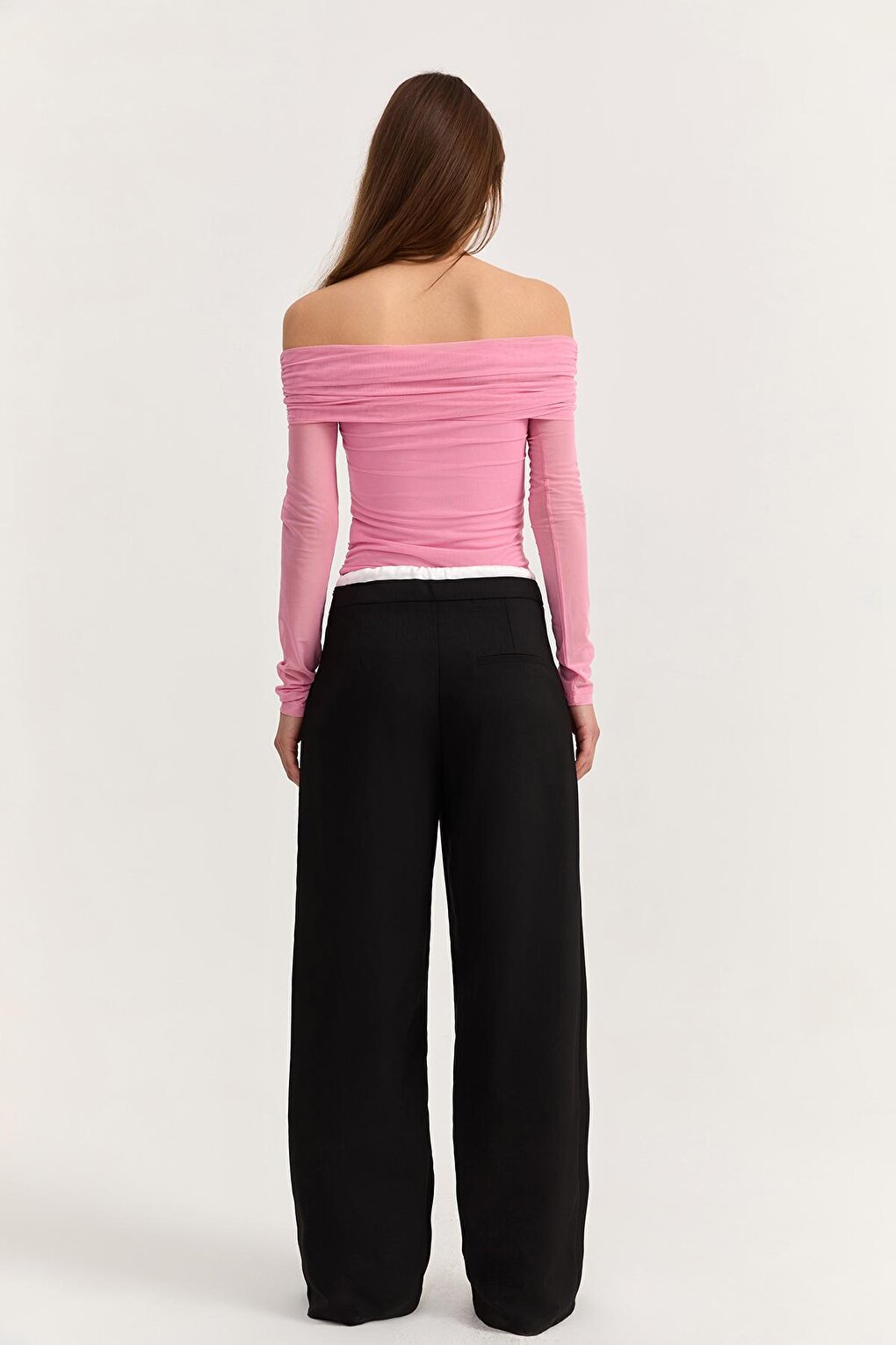 Double Waistband Trousers Black