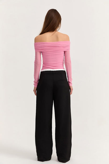 Double Waistband Trousers Black