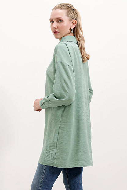 5917 Zippered Oversize Tunic - Water Green