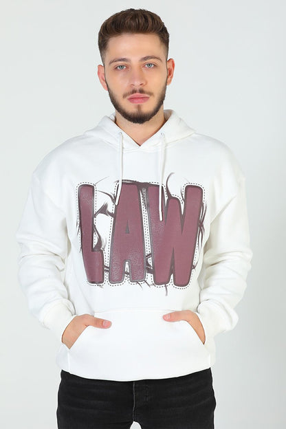 Men's Hooded Printed Three Thread Raster Oversize Sweatshirt