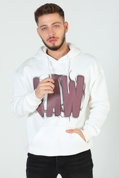 Men's Hooded Printed Three Thread Raster Oversize Sweatshirt