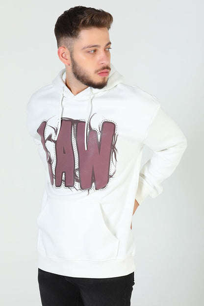 Men's Hooded Printed Three Thread Raster Oversize Sweatshirt