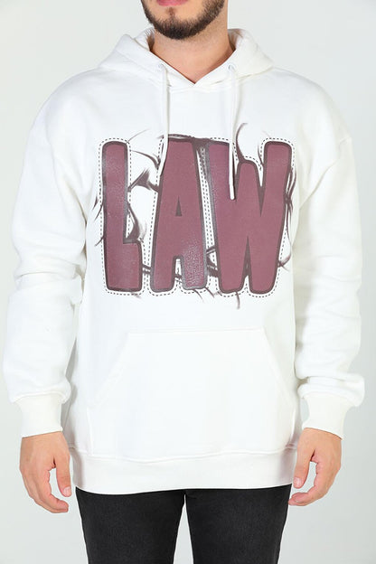 Men's Hooded Printed Three Thread Raster Oversize Sweatshirt