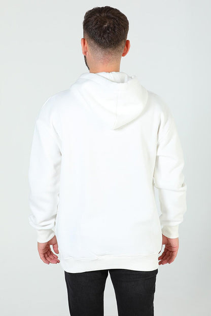 Men's Hooded Printed Three Thread Raster Oversize Sweatshirt