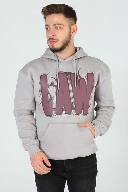 Men's Hooded Printed Three Thread Raster Oversize Sweatshirt