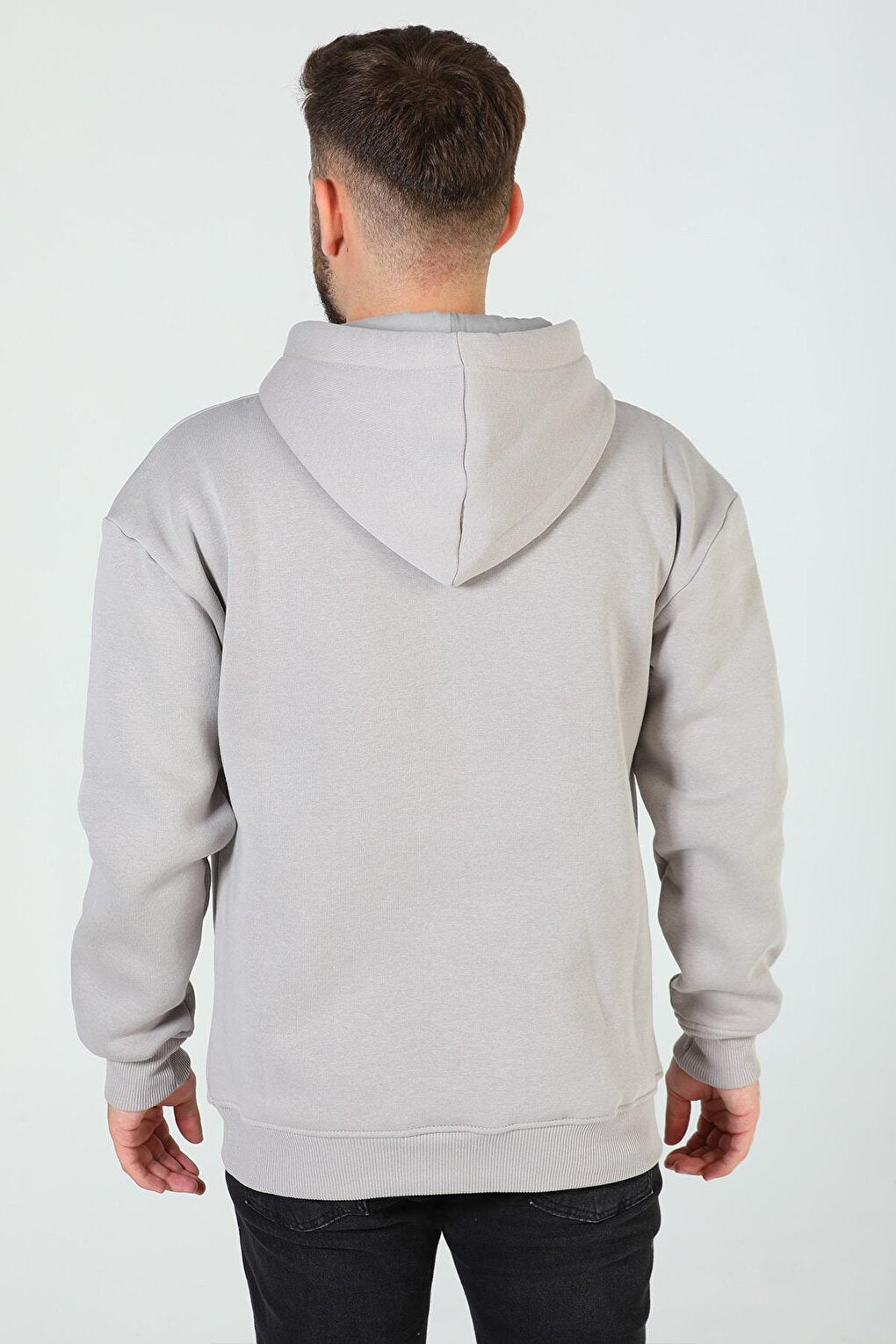 Men's Hooded Printed Three Thread Raster Oversize Sweatshirt