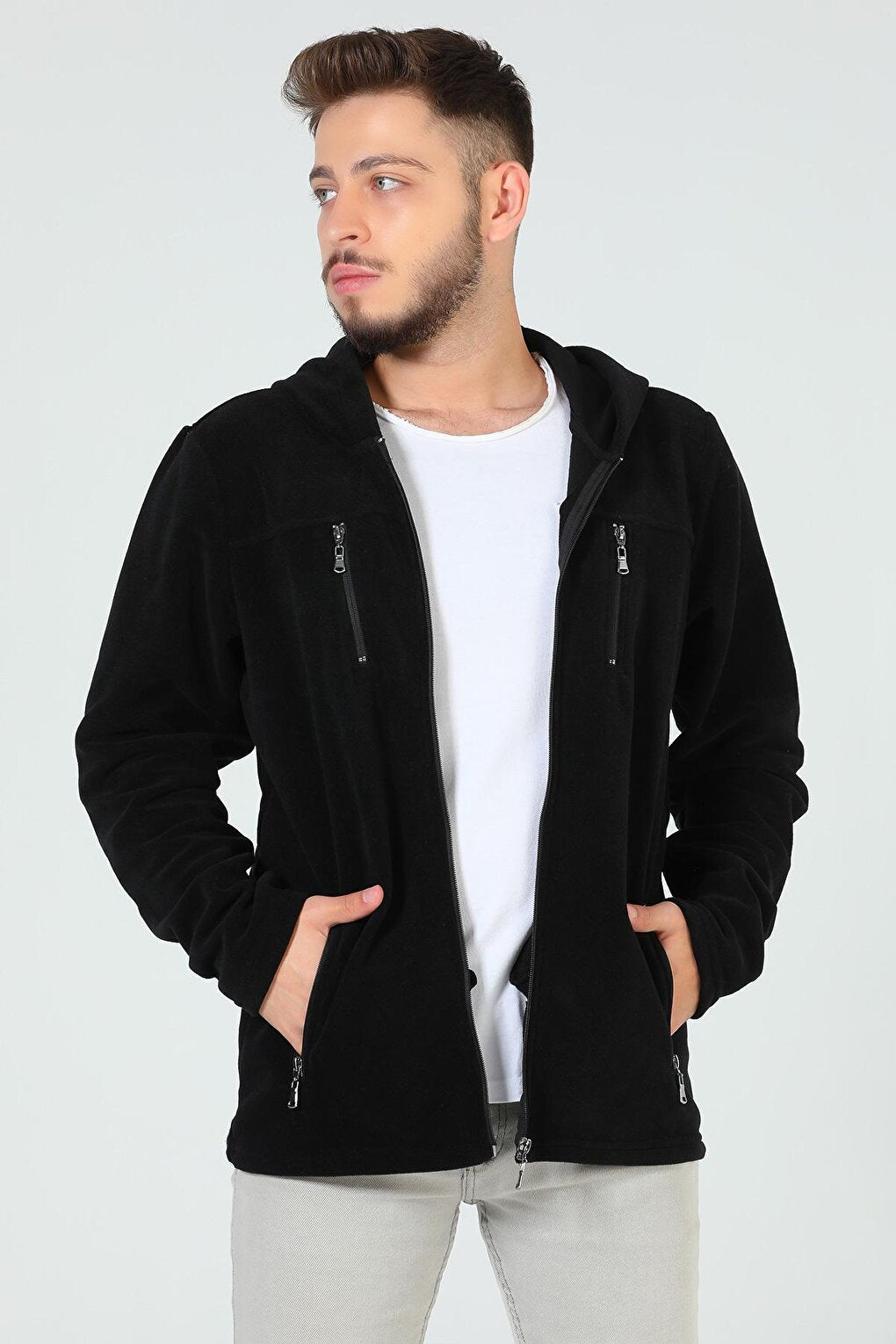 Men's Hooded Zippered Fleece Sweatshirt