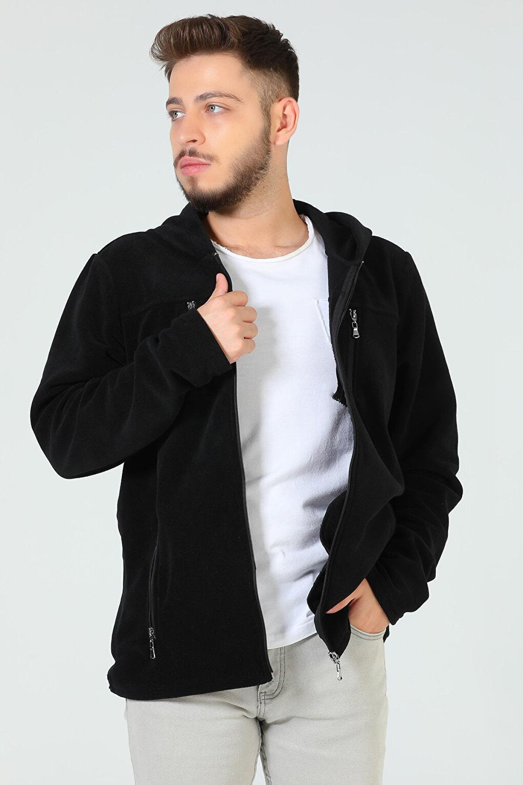 Men's Hooded Zippered Fleece Sweatshirt