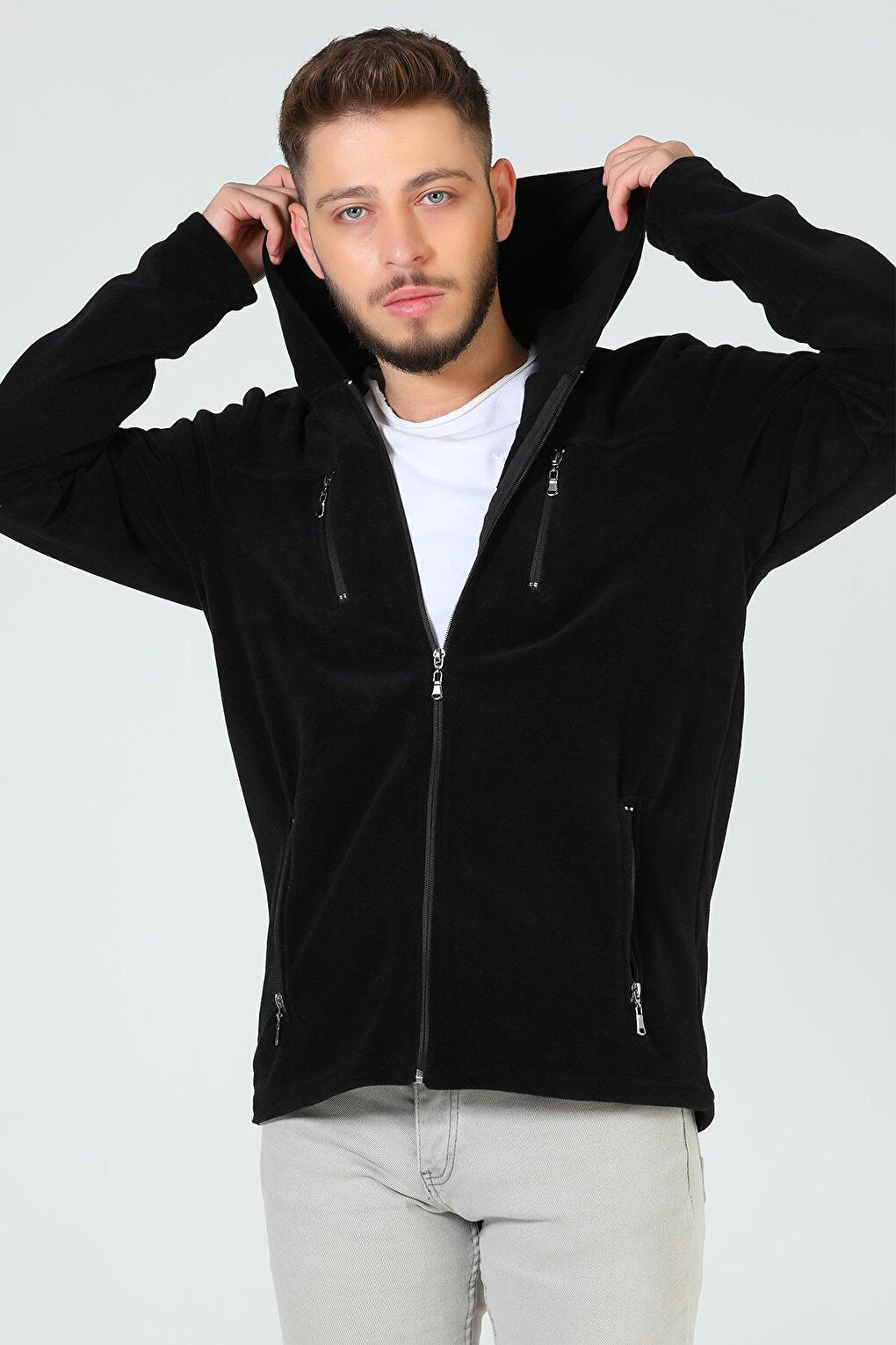 Men's Hooded Zippered Fleece Sweatshirt