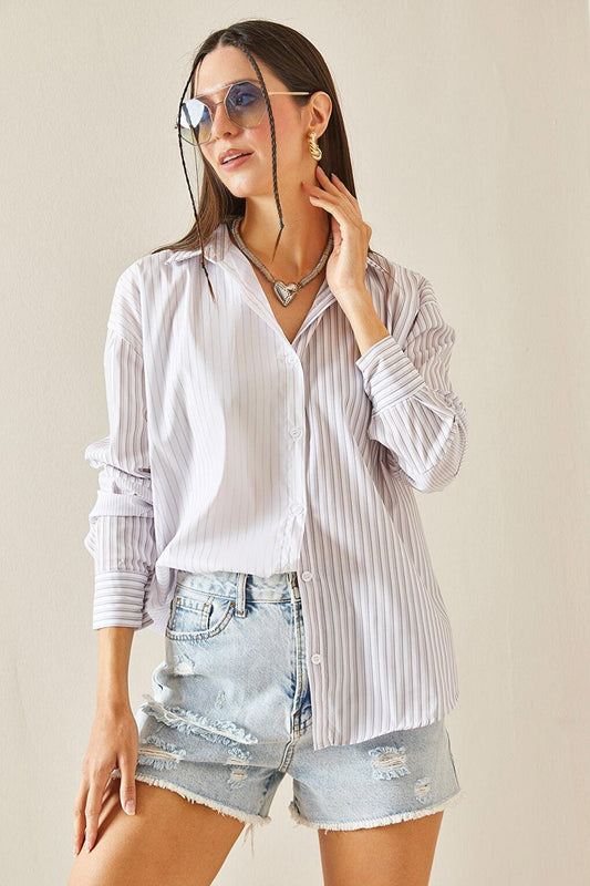 Beige Striped Shirt 5YXK2-48434-25