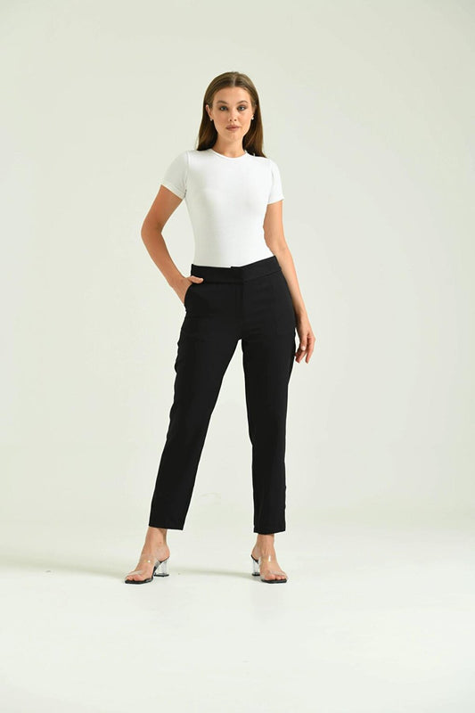 Women's Black Basic Fabric Trousers