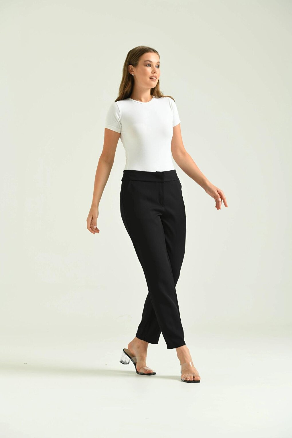 Women's Black Basic Fabric Trousers