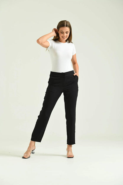 Women's Black Basic Fabric Trousers