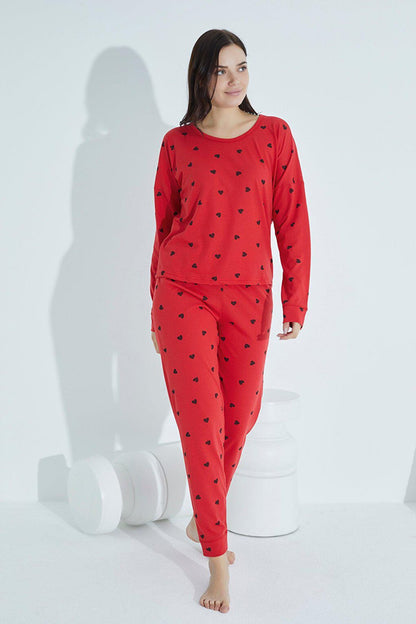 Women's Patterned Pajama Set Crew Neck 951