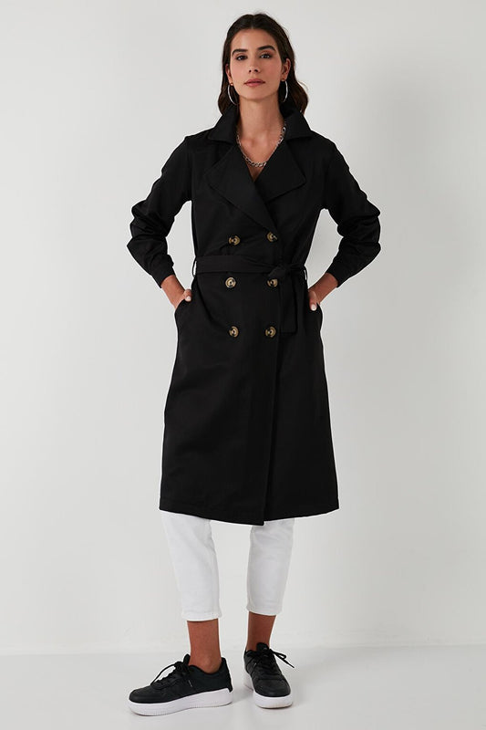 Modest Regular Fit Double Breasted Collar Unlined Trench Coat 66958532S4