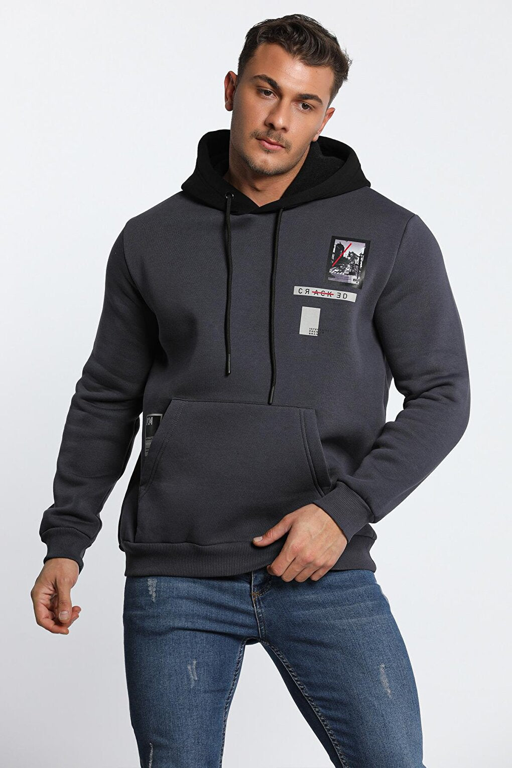 Men's Hooded Three Thread Raised Sweatshirt