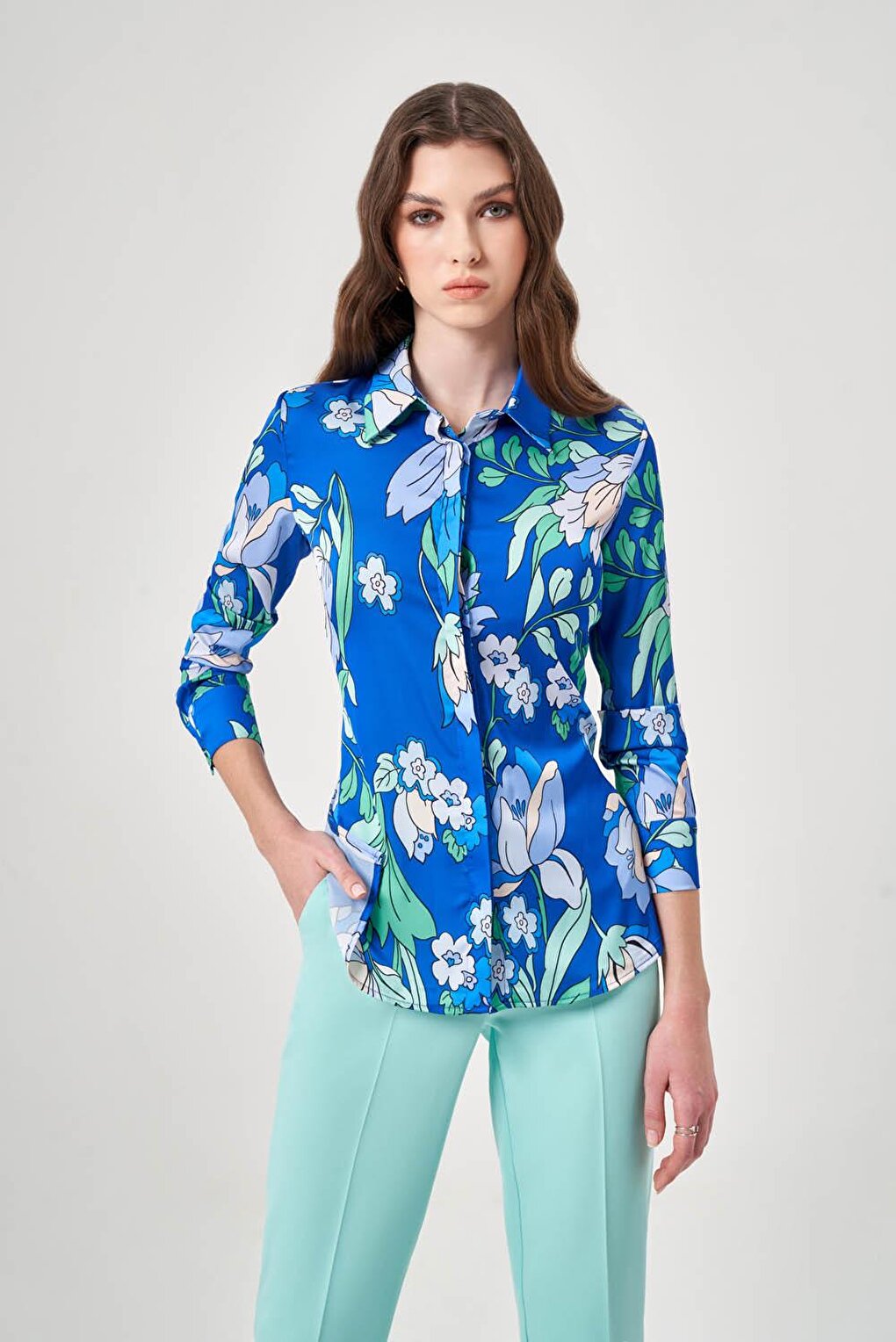 Patterned Classic Blue Shirt