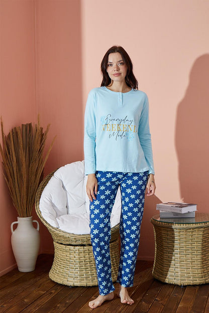 Women's Patterned Pajama Set Seasonal Set 8000