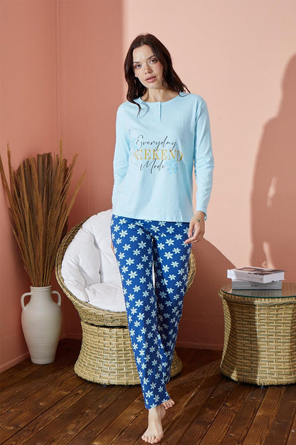 Women's Patterned Pajama Set Seasonal Set 8000