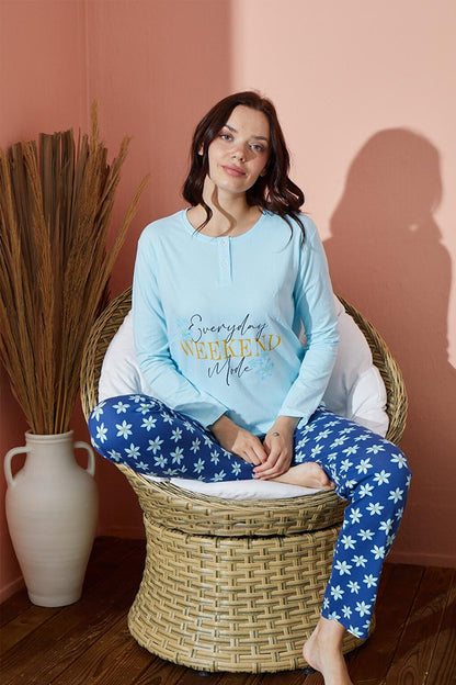 Women's Patterned Pajama Set Seasonal Set 8000