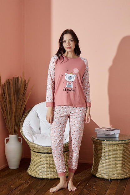 Women's Patterned Pajama Set Seasonal Set 8000