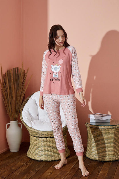 Women's Patterned Pajama Set Seasonal Set 8000