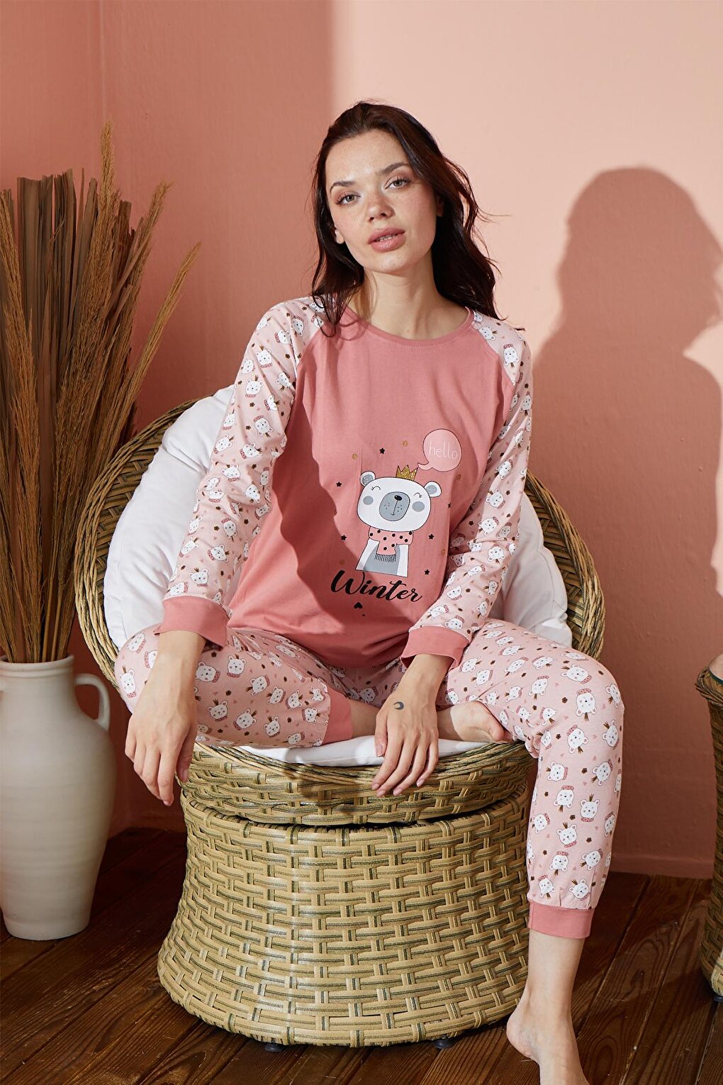 Women's Patterned Pajama Set Seasonal Set 8000