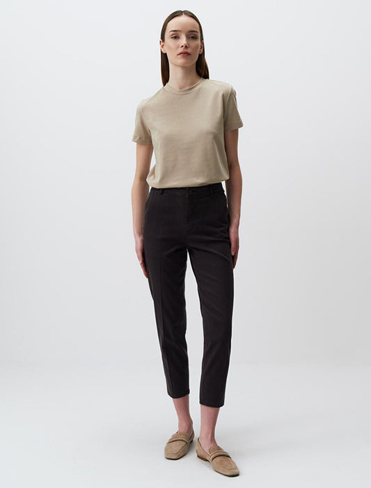 Brown Regular Leg Pocket Gabardine Trousers