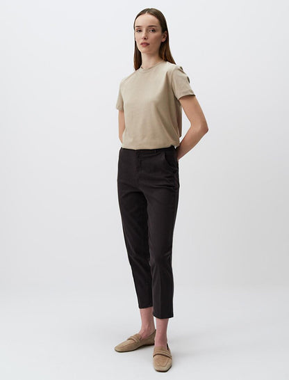 Brown Regular Leg Pocket Gabardine Trousers